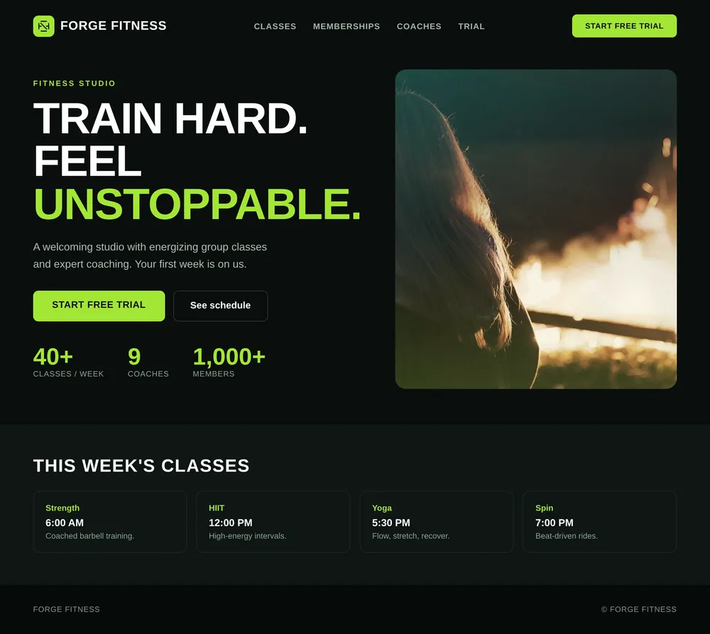 Forge Fitness website preview