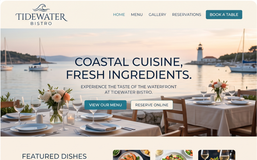 Tidewater Bistro website preview